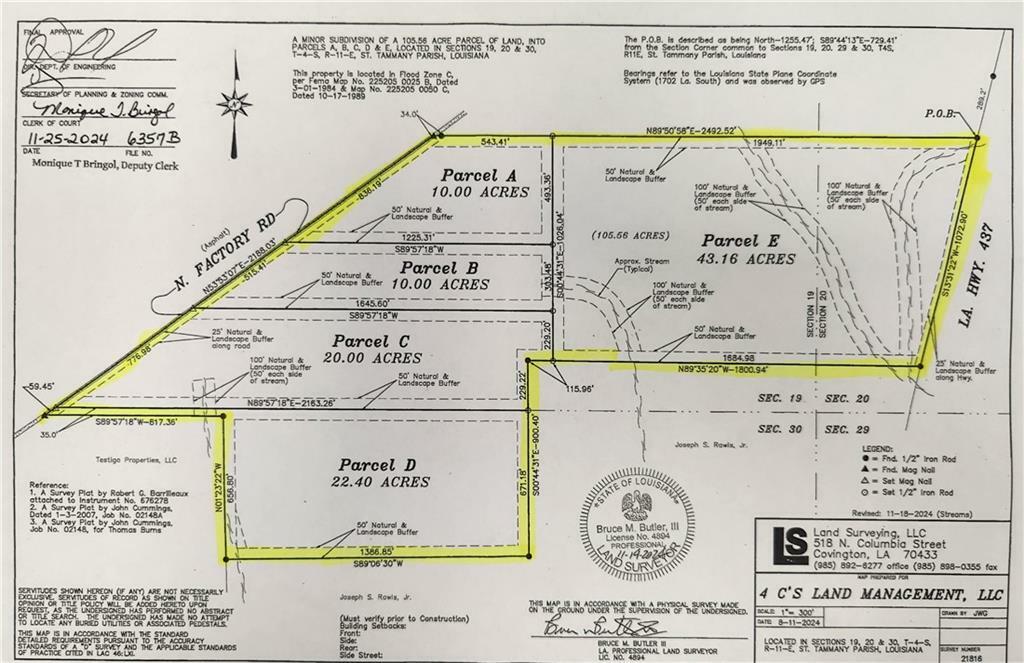 Property Photo:  105.56 Acres N Factory (Hwy 1080) Road  LA 70437 