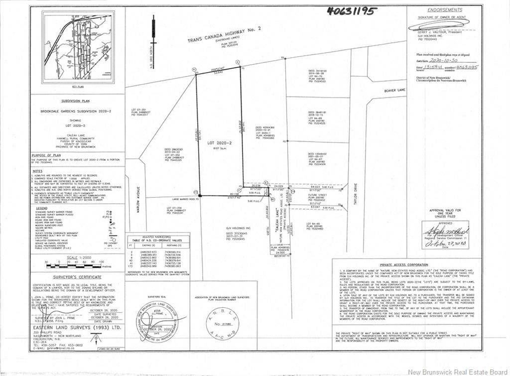 Property Photo:  Lot 2020-2 Caleah Lane  NB E3C 1N9 