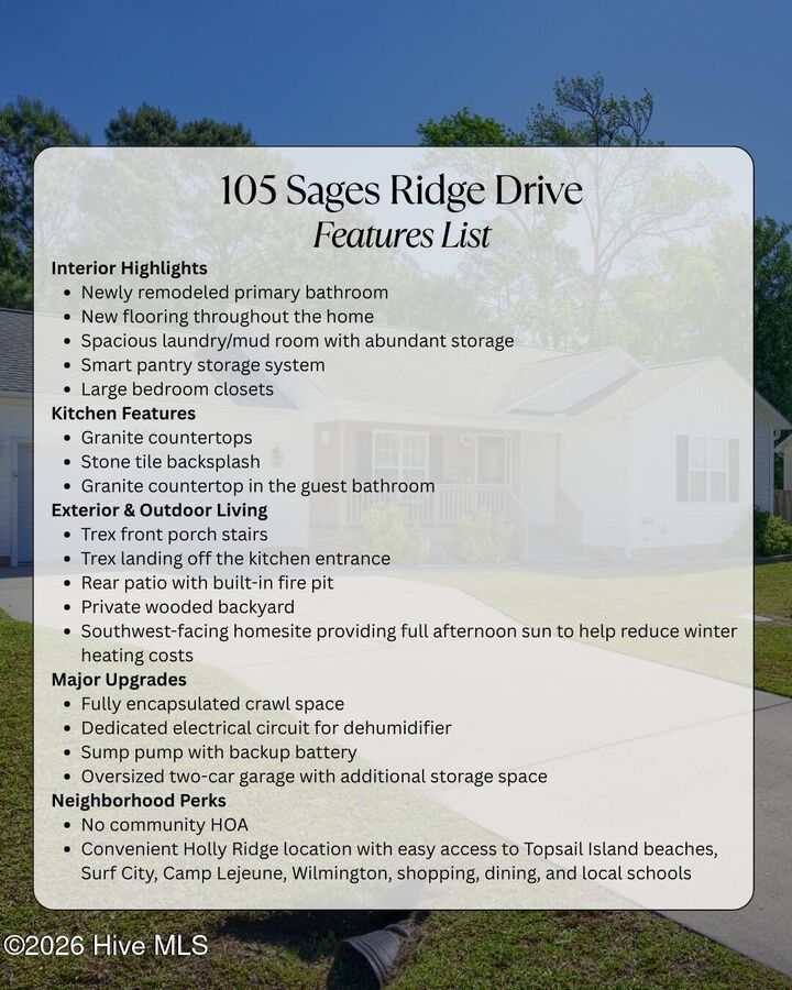 Property Photo:  105 Sages Ridge Drive  NC 28445 