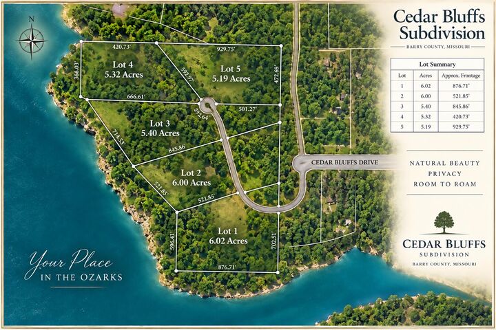Property Photo:  Lot 1 Cedar Bluff Lane  MO 65747 
