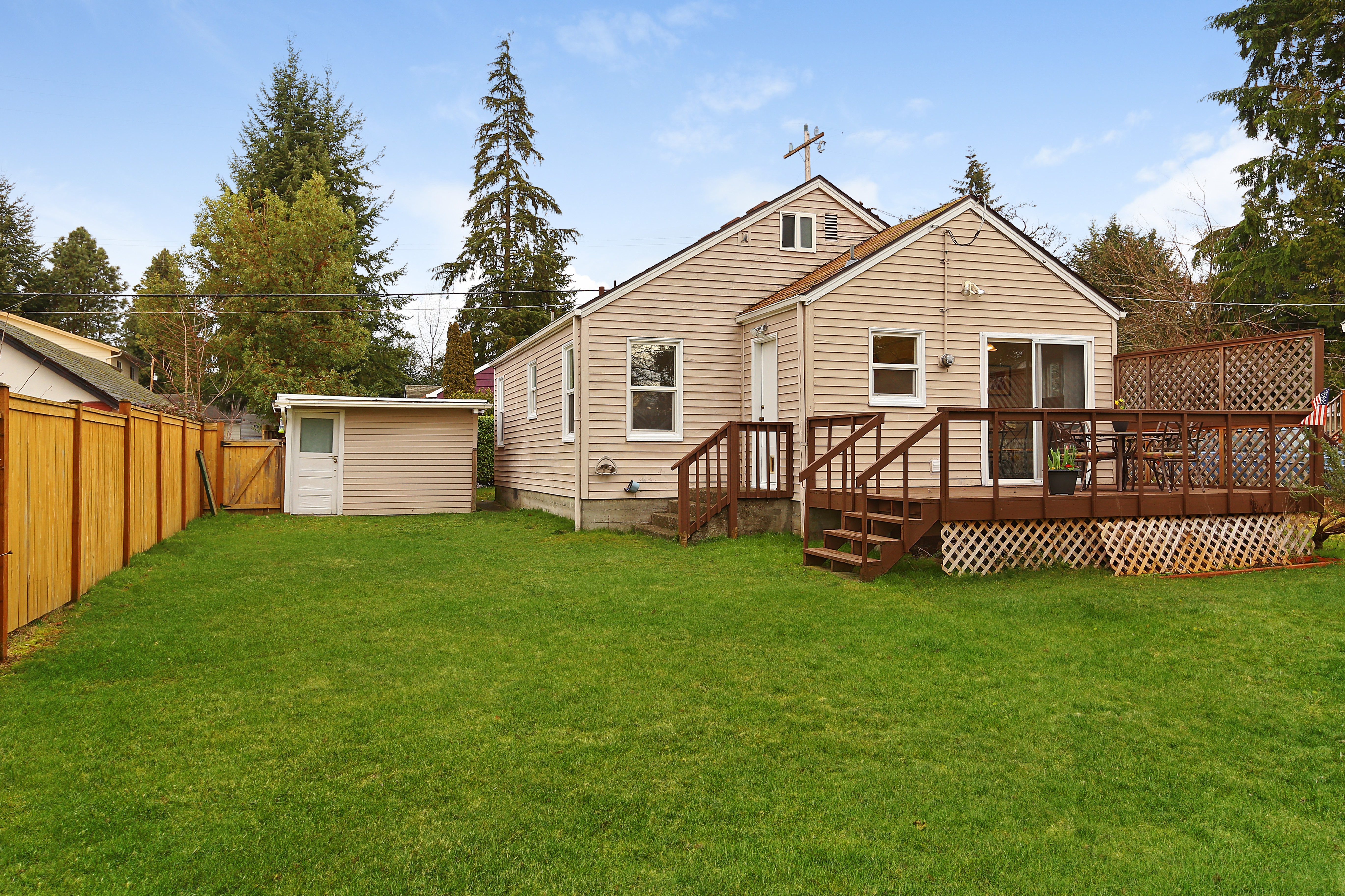 Property Photo: Large backyard & entertainment deck 1545 NE 147th  WA 98155 