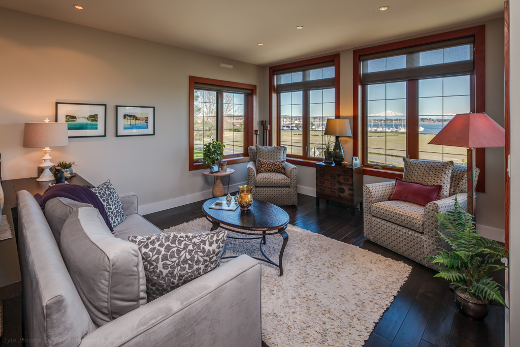 Property Photo: Living room looking to marina and mt.baker 9525 Semiahmoo Pkwy A202  WA 98230 