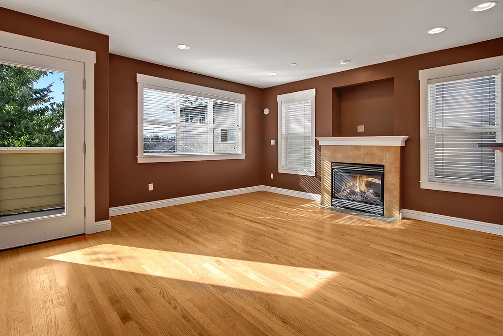 Property Photo: Living room/deck off living room 8807 Delridge Wy SW B  WA 98106 